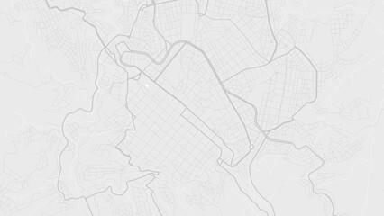 White and light grey Sucre city area vector background map, roads and water illustration. Widescreen proportion, digital flat design.