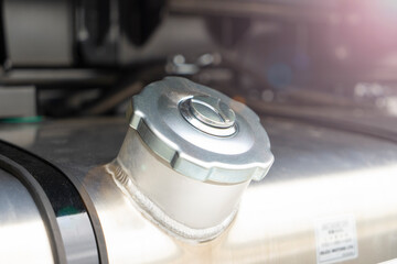 The fuel tank of the truck is closed with a cap