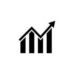 Growing bar graph flat icon isolated on a white background. Vector illustration. Increase graph vector.