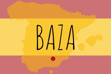 Baza: Illustration mit dem Namen der spanischen Stadt Baza - obrazy, fototapety, plakaty