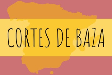 Cortes de Baza: Illustration mit dem Namen der spanischen Stadt Cortes de Baza - obrazy, fototapety, plakaty