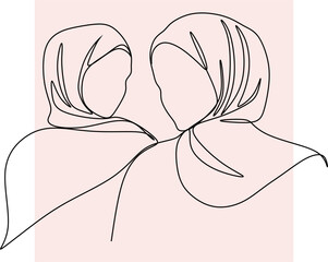 Line art woman. Vector portraits of a woman in sunglasses and a headscarf. Beauty brand decoration, massage, meditation, body care.