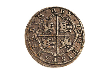 Obraz na płótnie Canvas ancient medieval coin isolated