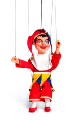 Jester marionette or puppet isolated