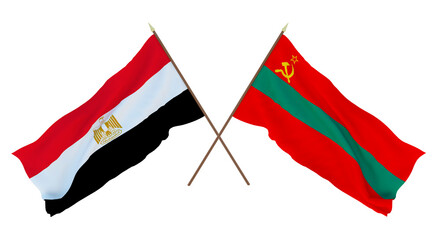 Fototapeta na wymiar Background, 3D render for designers, illustrators. National Independence Day. Flags Egypt and Transnistria