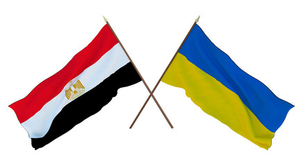 Background, 3D render for designers, illustrators. National Independence Day. Flags Egypt and Ukraine