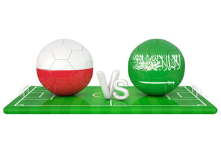 Poland / Saudi Arabia football game 3d illustration