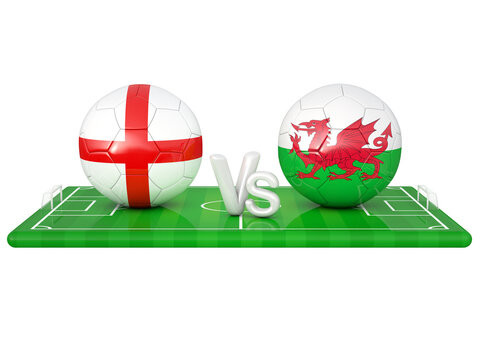 England / Wales football game 3d illustration