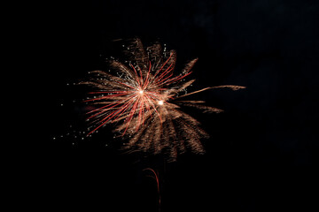 Colorful firework in celebration night with night sky background.