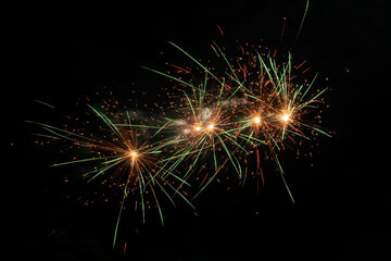 Fototapeta premium Colorful firework in celebration night with night sky background.