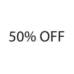 50% off  black letter and white background