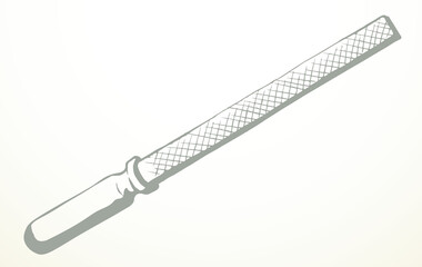 Old steel file. Vector drawing