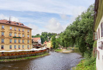 Fototapeta na wymiar Vltava river in Cesky Krumlov. Czech Republic