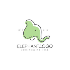 Elephant linear logo design illustration icon