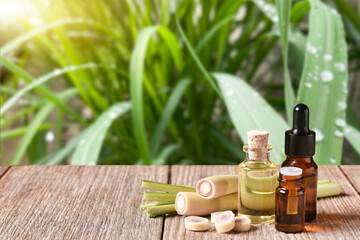 spa still life with lemongrass essential oils