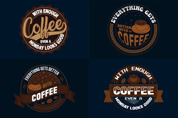 Coffee Logo Bundle, Coffee concept set, Coffee stamp or emblem Bundle 