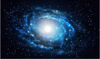 Fototapeta na wymiar Space background realistic blue nebula shining stars cosmos stardust milky way galaxy infinite universe and starry night vector