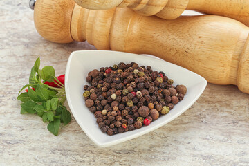 Peppercorn mix heap in the bowl