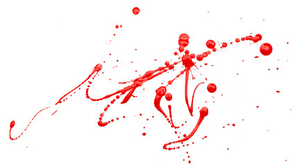 Obraz premium Drops of red paint on a white background.