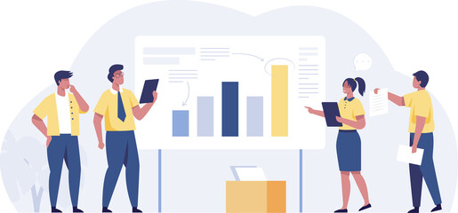 Business brainstorming, meeting to set target. png illustration