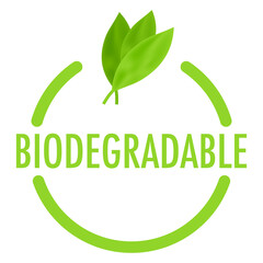 Biodegradable recyclable label. Bio recycling. Eco friendly product. Vector stock illustration.