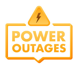 Power outages. Badge, icon, stamp, logo. Vector illustration.