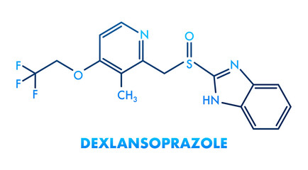 Dexlansoprazole concept chemical formula icon label, text font vector illustration
