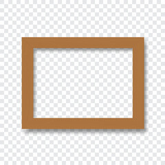 Wood frame or photo frame on transparent background. Vector illustration