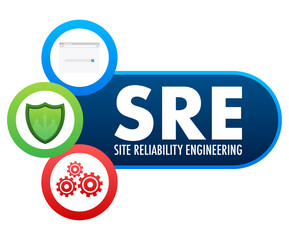 SRE - Site Reliability Engineering acronym. Vector stock illustration. - obrazy, fototapety, plakaty