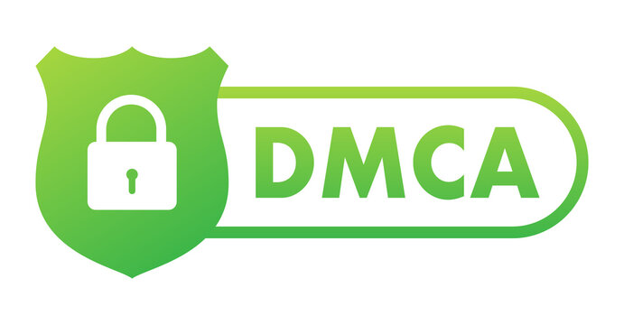 DMCA - Digital Millennium Copyright Act. Copywriter and freelancer. Intellectual property. Vector stock illustration.