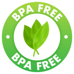 Green colored BPA free emblems, badge, logo, icon. Vector stock illustration.