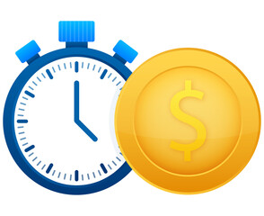 Time is money icon. Money saving. Business and management. Vector stock illustration.
