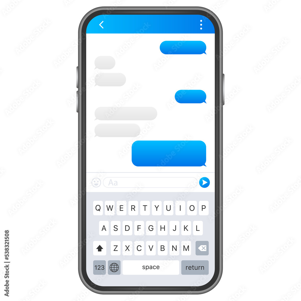 Sticker Chat Interface Application with Dialogue window. Clean Mobile UI Design Concept. Sms Messenger