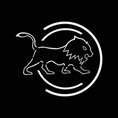 Circle lion animal logo design 