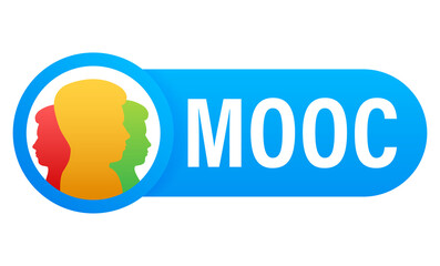 MOOC - Massive Open Online Course icon, label, badge. Vector stock illustration.