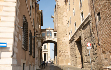 Cozy old street in Trastevere in Rome, Italy. Architecture and landmark of Rome. 
