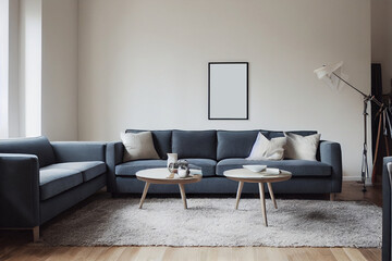 Elegant contemporary living room, digital art