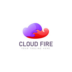 Cloud with fire logo design icon illustration