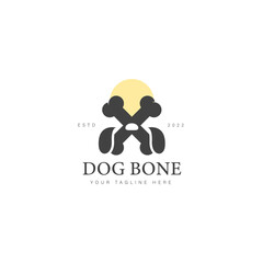 Dog with bone logo design icon illustration