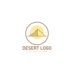 Hill and desert line logo design icon illustration