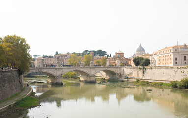 Fototapeta premium Rome city and tiber river near Vatican, Italy. 
