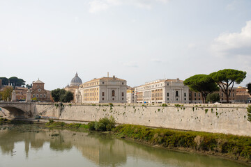Fototapeta na wymiar Rome city and tiber river near Vatican, Italy. 