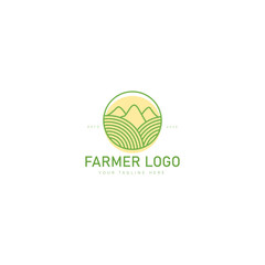 Line agriculture green logo design icon illustration
