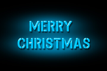 Merry Christmas. Blue neon inscription isolated on a black background. Holidays.
