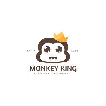 Monkey with crown logo design icon illustration
