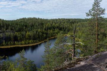 Finnish forest and lake landscape from Repovesi National Park in Kouvola, Southern Finland