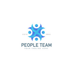 People team gradient logo design icon illustration