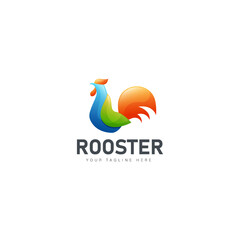 Rooster gradient logo design icon illustration