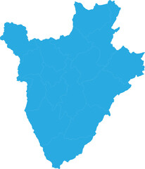Obraz premium burundi map. High detailed blue map of burundi on transparent background.