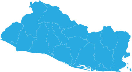 el Salvador map. High detailed blue map of el Salvador on transparent background.